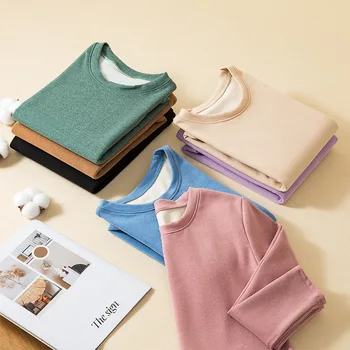 Uzun Kollu Kadın T Shirt 2022 Sonbahar Kore Yuvarlak Boyun İnce Üst Düz Renk Artı Boyutu Temel Tshirt Harajuku Yumuşak