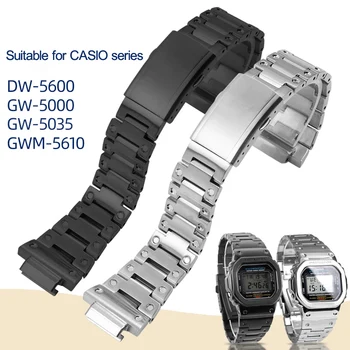 Watchband Casio G-Shock Katı İnce Çelik saat kayışı GW-5000 5035 DW5600 GWM5610 erkek saati Zinciri 16mm