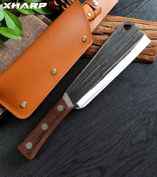 XHARP Odun Doğrama Bıçağı 5mm Bıçak Manganez Çelik Cleaver Kesme Orman Bıçağı Açık Survival kasap bıçağı ToughTools