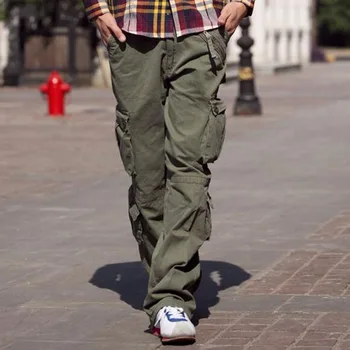 Yeni Stil Pamuk Kargo Pantolon Askeri Taktik Düz Pantolon Rahat Kamuflaj Pantolon