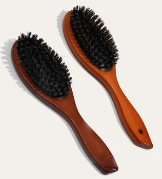 Yeni Varış Saç Fırçası Ahşap Saplı Domuzu Kıl sakal tarağı Şekillendirici Dolaşık Açıcı Düz Kahverengi Lotus Domuzu Kıllar Masaj Tarak