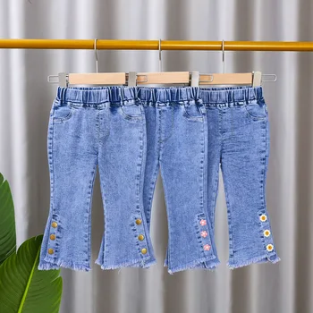 Yenidoğan Giysileri Kız Kot 2022 Yeni çocuk Pantolon İlkbahar Ve Sonbahar Moda Kızlar Kore Pantolon