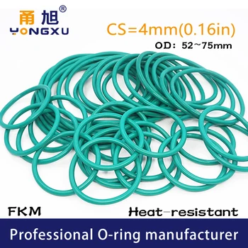 Yeşil FKM Kauçuk fluororubber O-ring Contalar CS4mm OD52/55/58/60/62/65/66/68/70/75*4mm o ring Conta Conta Halkaları Conta pulu