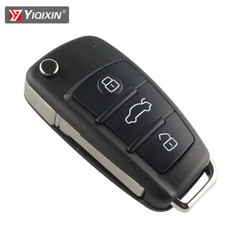 YIQIXI 3 Düğme Çevirme Katlanabilir Uzaktan Araba Anahtarı Audi A6 A3 A4 A6L Q7 Q3 A8 TT Kesilmemiş Bıçak Anahtar Paketi Yedek Anahtar Kutu