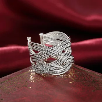 Yüksek kalite 925 Ayar Gümüş güzel Retro Yüzükler Kadınlar İçin ayarlanabilir Popüler Düğün Parti Yılbaşı Hediyeleri Takı