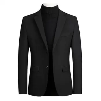 Yüksek Kaliteli erkek İki Düğme Yaka Takım Elbise Ceket Yün Karışımları Casual Blazers Erkekler Katı İş Rahat Erkek Mont ve Ceketler 2021