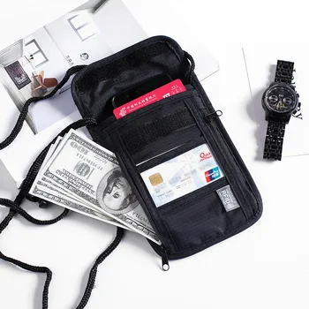 Yüksek Kaliteli RFID su geçirmez Naylon saklama çantası Seyahat belge Kartı pasaport Çantası Boyun Cüzdan Para Belge Kartı Pasaport Çantası