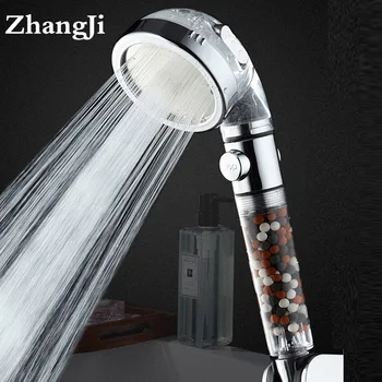 ZhangJi 3 Püskürtme Modları SPA Duş Başlığı Durdurma Anahtarı ile Yüksek Basınçlı Su Tasarrufu ABS Anyon Filtresi Lüks Püskürtme Memesi