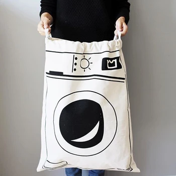 Çamaşır saklama çantası Büyük Çanta Pamuk Yıkama Kirli Giysiler Büyük Sepet Organizatör Yıkama İpli Pamuk Kanvas Sepet