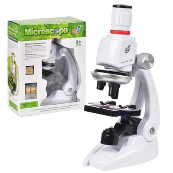 Çocuk Biyolojik Mikroskop Seti 100/400 / 1200X Işıklı Mikroskop Kiti Ev okul laboratuvarı Eğitim Hediye Telefon Dağı İle