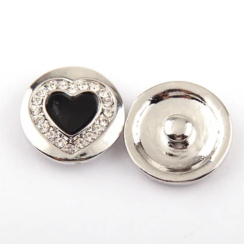 Ücretsiz kargo yeni varış moda alaşım basın düğme toka 4 renk kalp emaye ve CZ taş DIY metal charm
