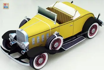 Üstü açık Klasik Araba 3D Kağıt Modeli DIY Otomatik Zeka El Sanatları Kursu Stereo Origami Modeli