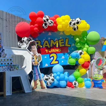 1 takım Çok Renkli Balonlar Garland Kemer Kiti Çocuklar İçin İyilik Doğum Günü Partisi Süslemeleri Buzz Lightyear Tema Parti Vintage Çiftlik