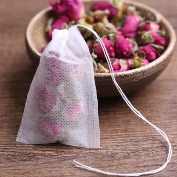 100 Adet Tek Kullanımlık çay poşetleri filtre torbaları ile Çay Demlik için Dize İyileşmek Mühür, gıda Sınıfı dokunmamış Kumaş Baharat Filtreleri Çay Poşetleri