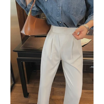 2022 Kapalı Beyaz Kadın Giysileri Düz Geniş Bacak Pantolon Za Oem Pantolon Rahat Kargo Sweatpants Kore Moda Vintage Streetwear