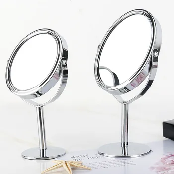 828 Masaüstü Metal makyaj masası aynası Çift Taraflı makyaj masası aynası Dönen Taşınabilir Küçük Ayna Büyütme Fonksiyonu