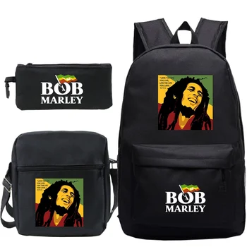 Bob Marleys Sırt Çantası omuzdan askili çanta Kalem Kutusu 3 adet Set Erkekler Genç Moda Açık Sırt Çantası askılı çanta Öğrenciler Okul Malzemeleri