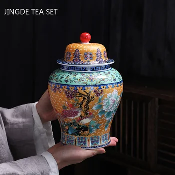 Seramik Antika Emaye Renk çay Kutuları Oturma Odası Dekorasyon Yüksek Kapasiteli çay konteyneri Mutfak Somun Nem geçirmez Kutular