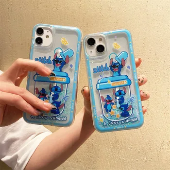 Süt çay bardağı Disney Dikiş Sıvı Quicksand Glitter Telefon Kılıfları iPhone 13 12 11 Pro Max XR XS MAX 8X7 SE 2020 Arka Kapak