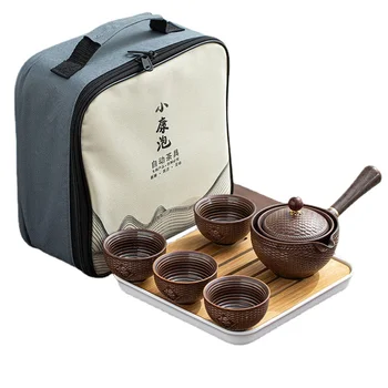 Taşınabilir Kung Fu çay seti çay bardağı Demlik Çin Töreni İyi Hediye el yapımı çaydanlık Bardak Seti Benzersiz çaydanlık seti Çay Seyahat