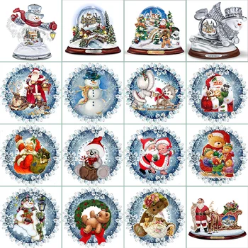 Yeni 5D Elmas Boyama Kardan Adam Tam Yuvarlak Noel Elmas Nakış Mozaik Santa Kristal Top Rhinestones Sanat Ev Dekor
