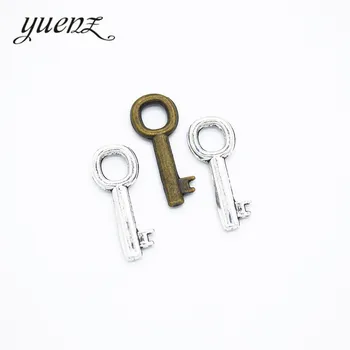YuenZ 30 adet Antik gümüş renk charms metal anahtar kolye dıy takı kolye 20 * 8mm O279