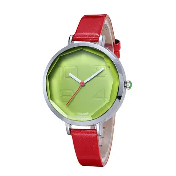 Üst Bayan kadın kol saati Güzel Sevimli Moda Saat Elbise Bilezik Mix Renkler Deri Okul Kız doğum günü hediyesi Julius Hiçbir Kutu